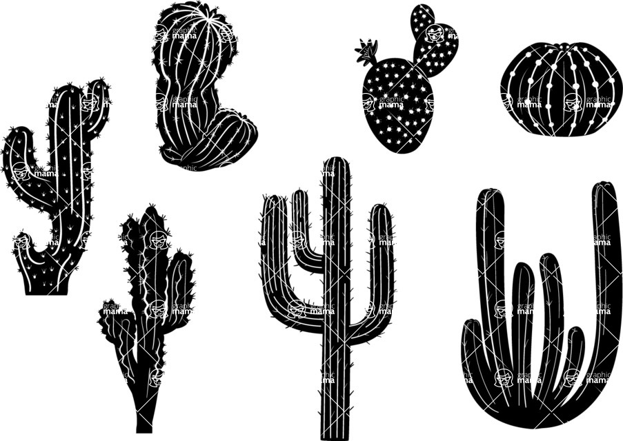 Vector silhouettes - Vector Cactus Silhouettes Set